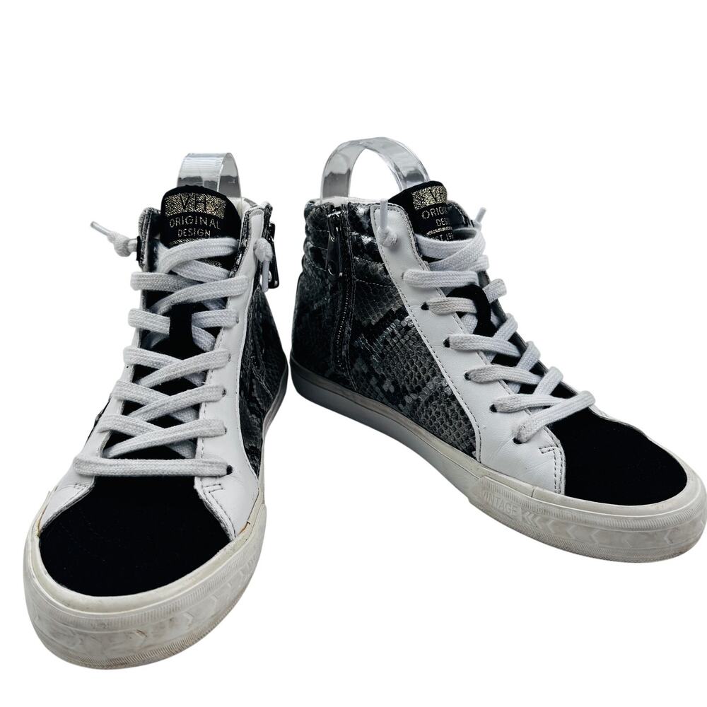 Vintage Havana Scarlett Black Snake Print Star Stud Mid High Sneakers Women's 7